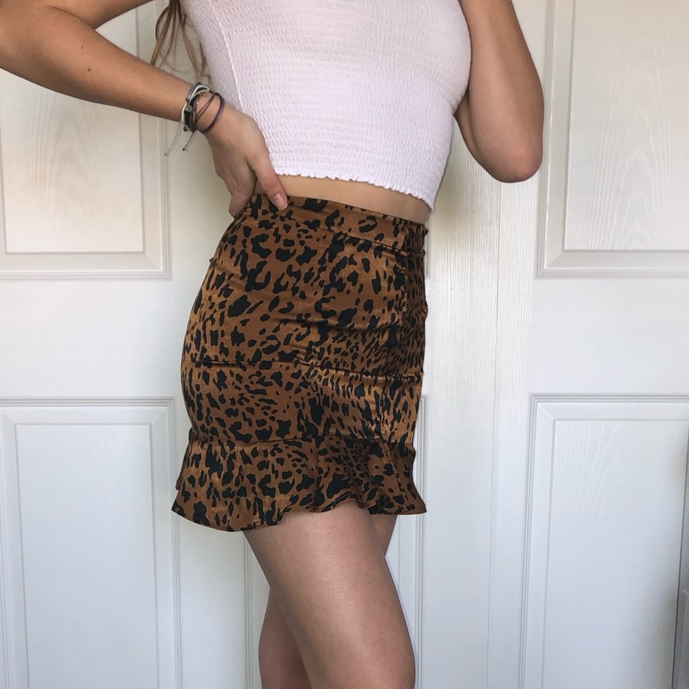 leopard print ruffle skirt